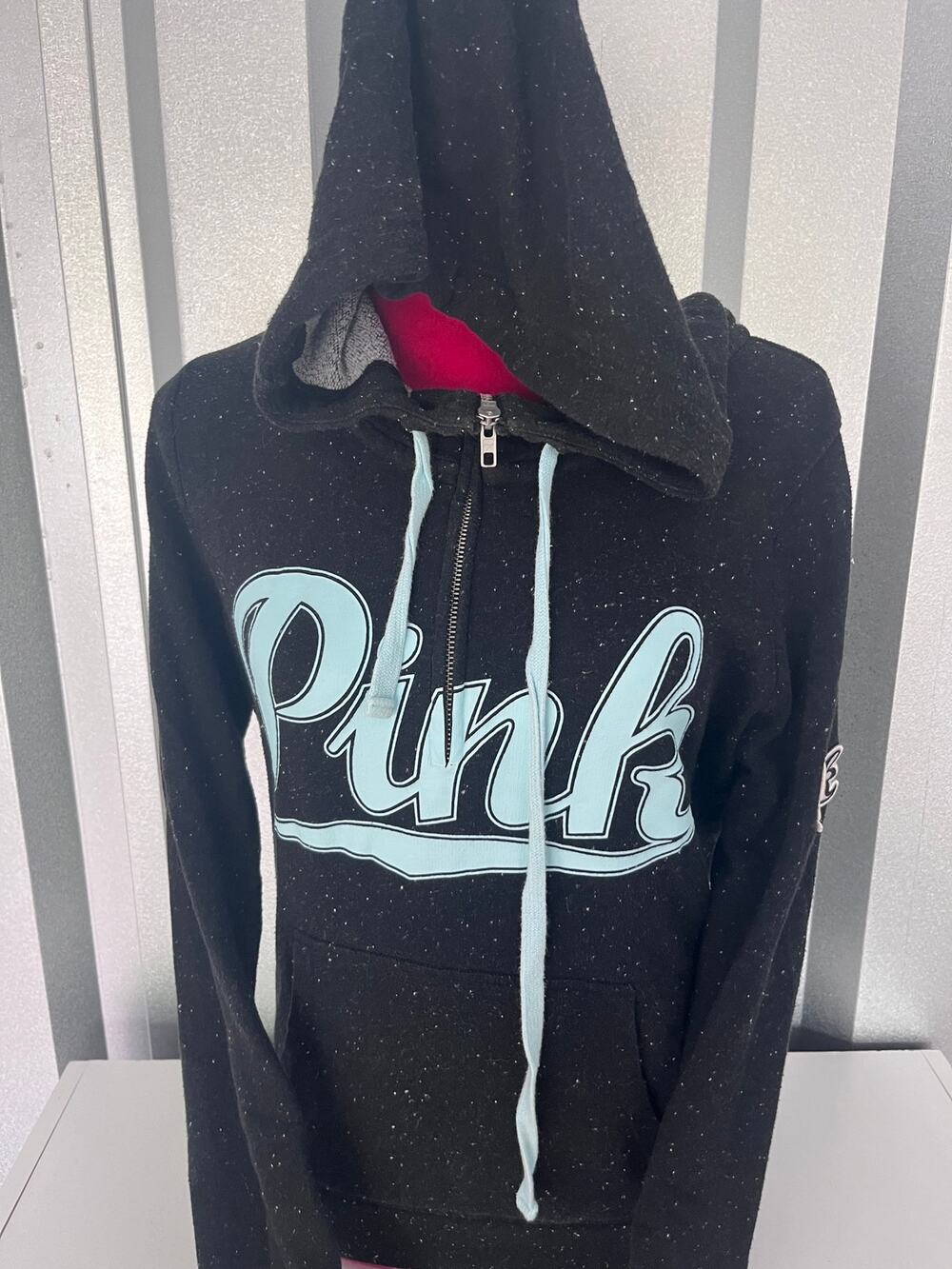 black pink quarterzip hoodie